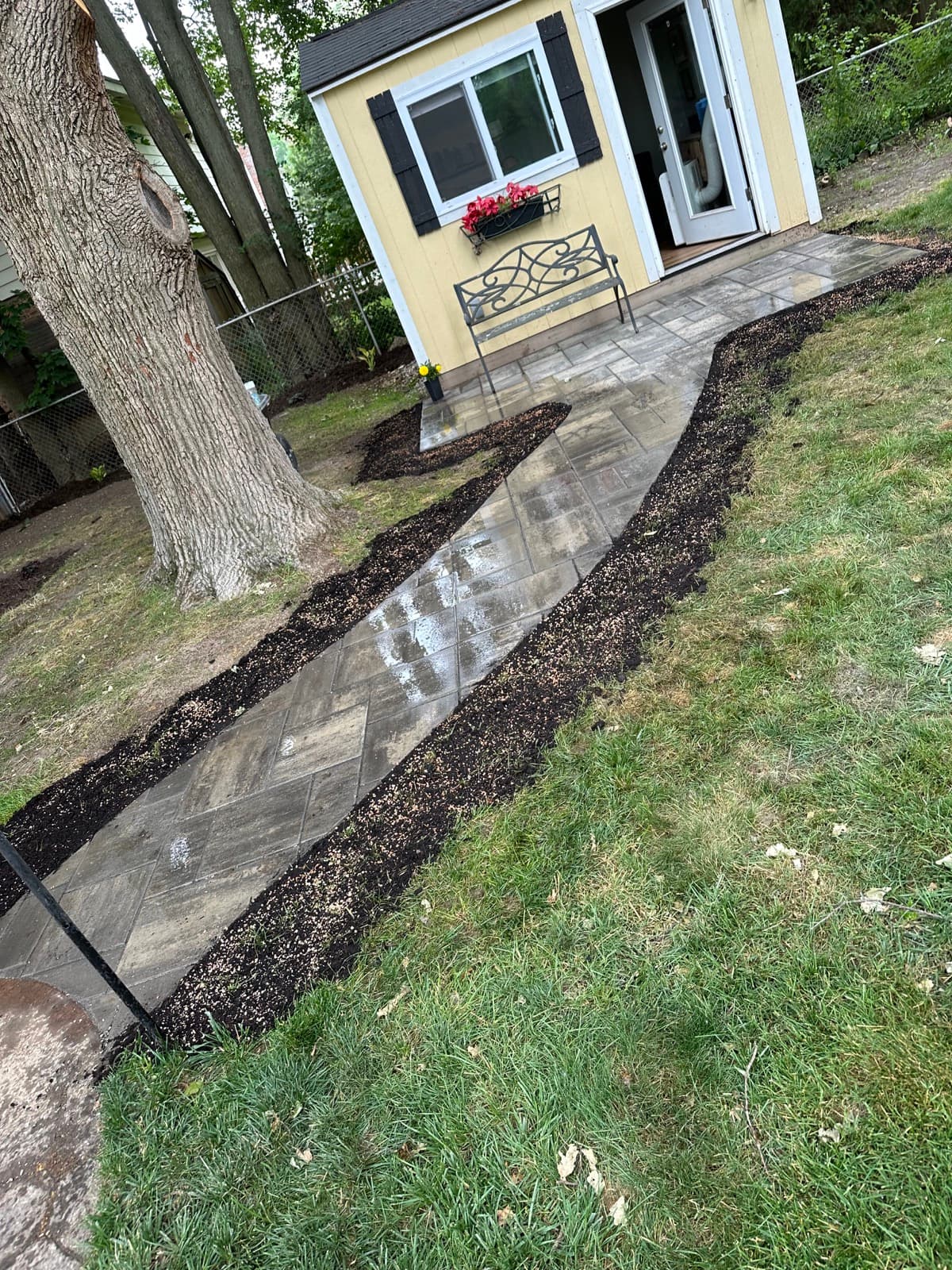 Paver walkway and patio hardscape project Grand Rapids MI