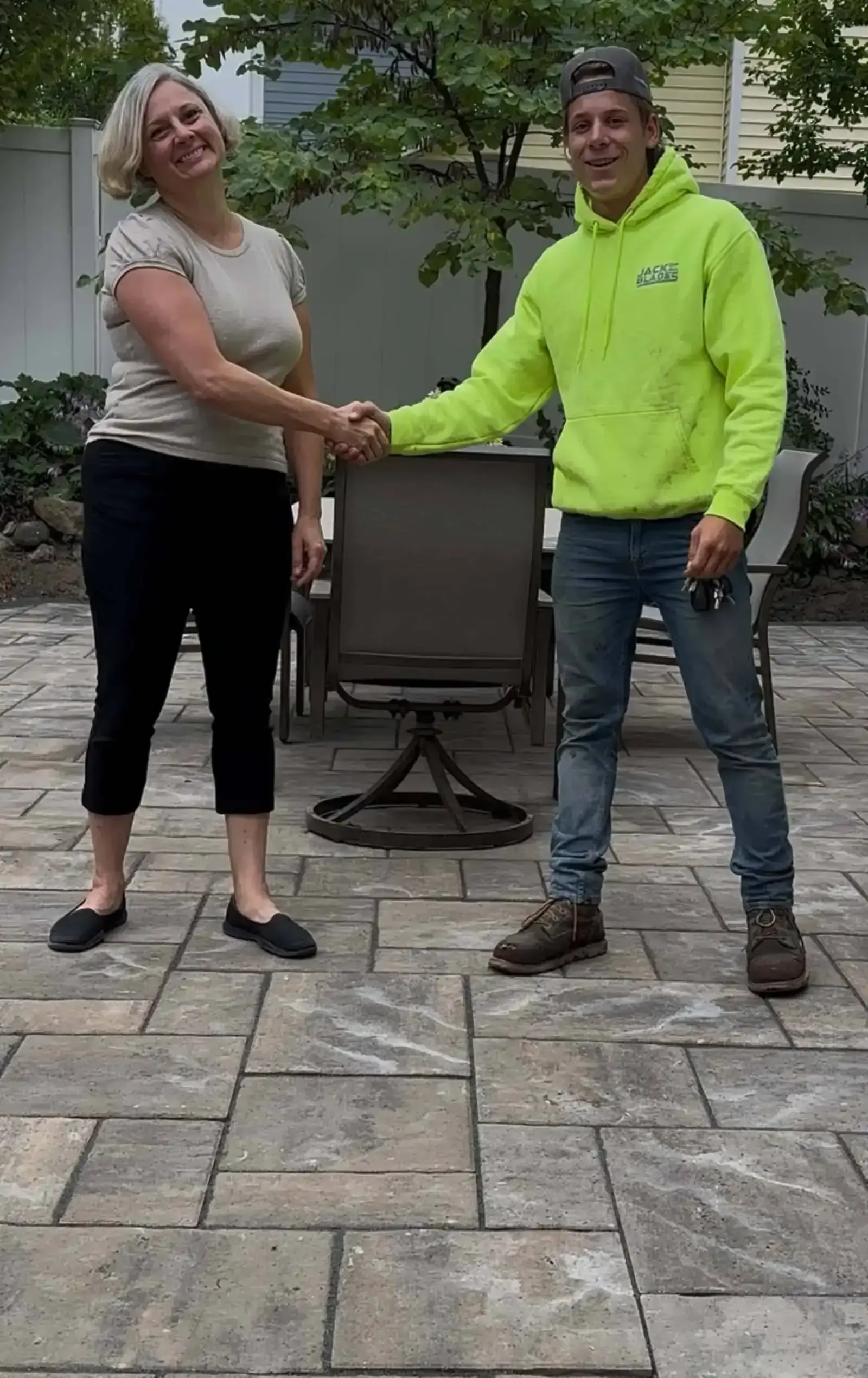 Backyard patio installation and hardscaping Grand Rapids Michigan