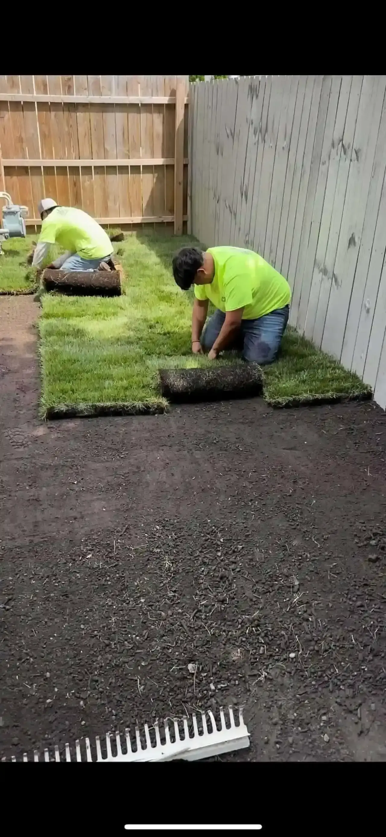 Sod installation team at work Grand Rapids MI